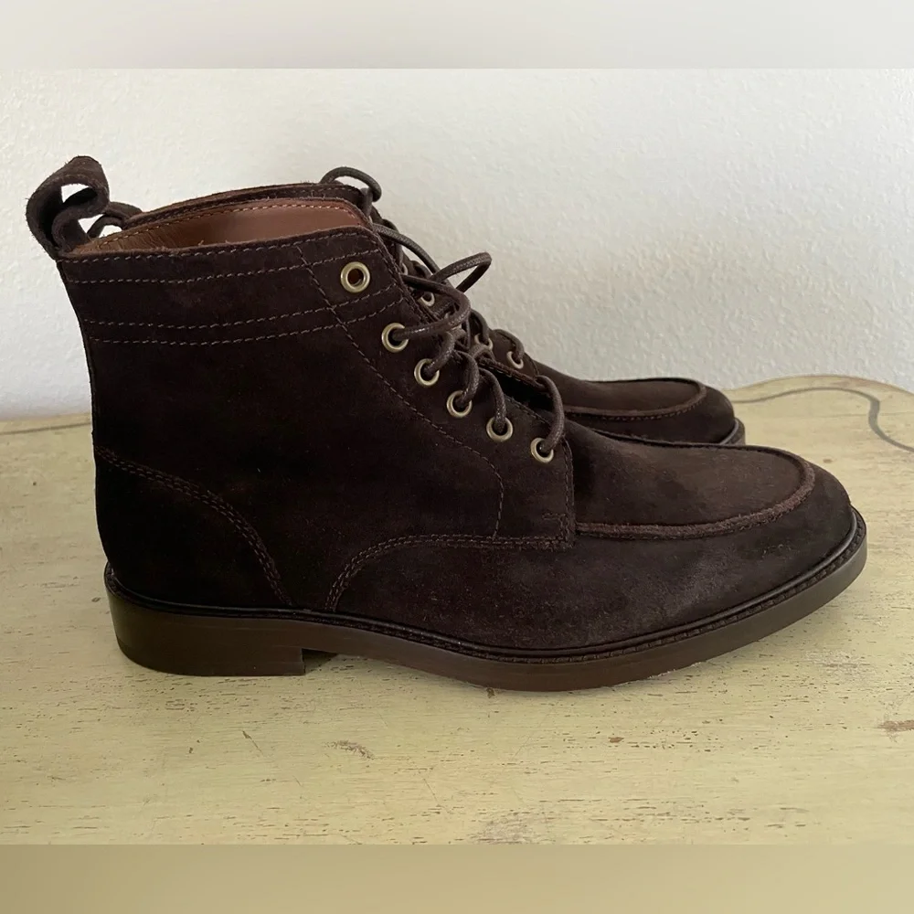 J. CREW Suede Lace Up Boots‎ in Brown Size 8.5 $248 NWOB CL558